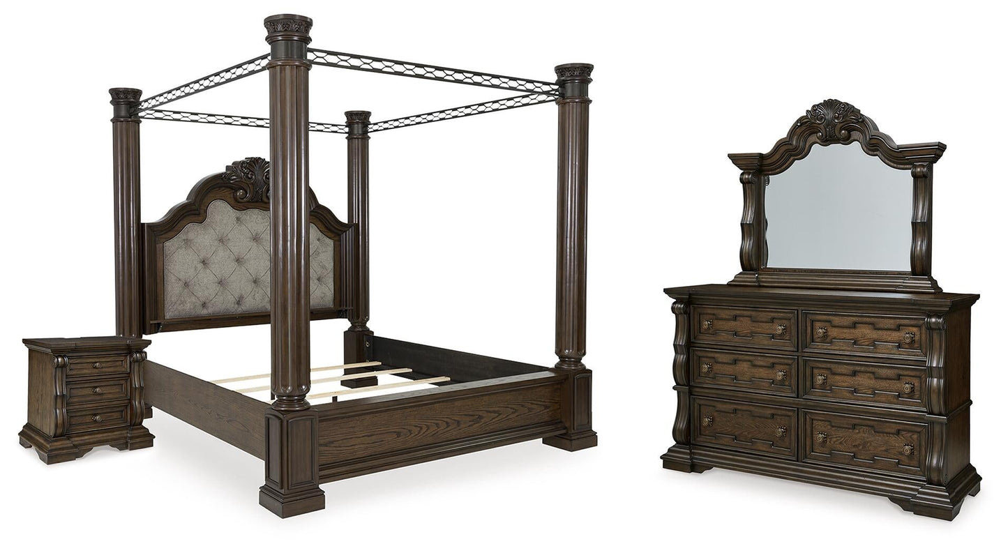 Maylee  Canopy Bed, Dresser, Mirror And Nightstand