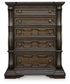 Maylee  Canopy Bed, Dresser, Mirror, Chest And Nightstand