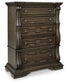 Maylee  Canopy Bed, Dresser, Mirror, Chest And Nightstand