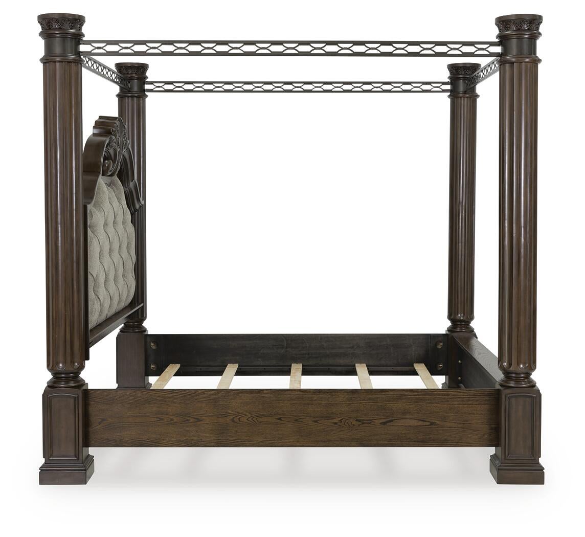 Maylee  Canopy Bed, Dresser, Mirror, Chest And Nightstand