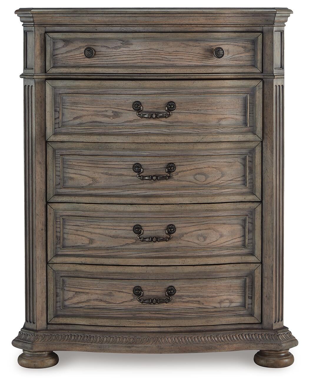 Ardenfield California  Upholstered Sleigh Bed, Dresser, Mirror, Chest And Nightstand