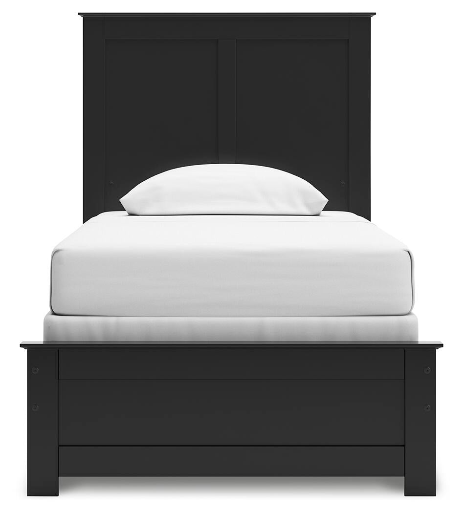 Maribel - Cama de paneles, cómoda, espejo y mesita de noche