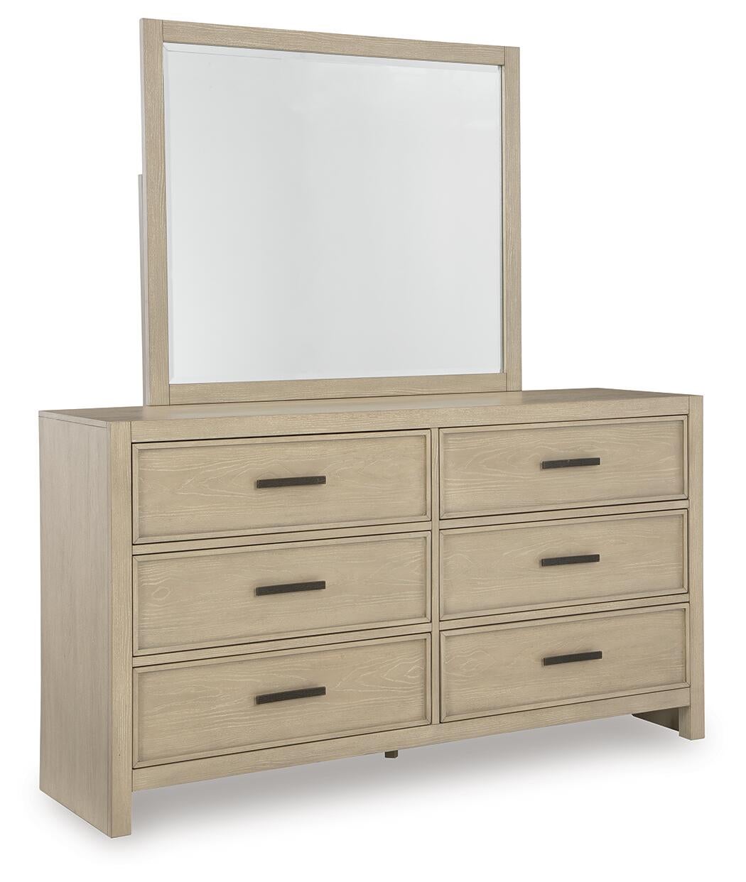 Calmoro California  Bookcase Bed With Mirrored Dresser And Nightstand