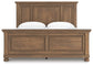 Cama con paneles Feddinger con cómoda con espejo y mesita de noche
