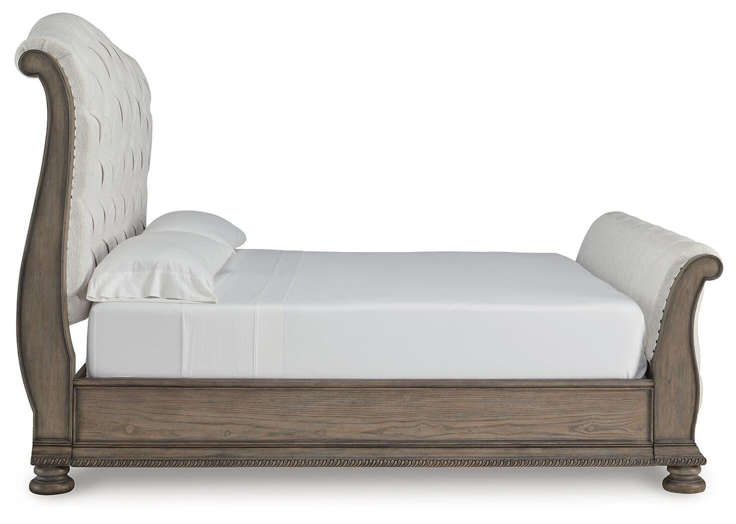 Ardenfield California  Upholstered Sleigh Bed, Dresser And Mirror