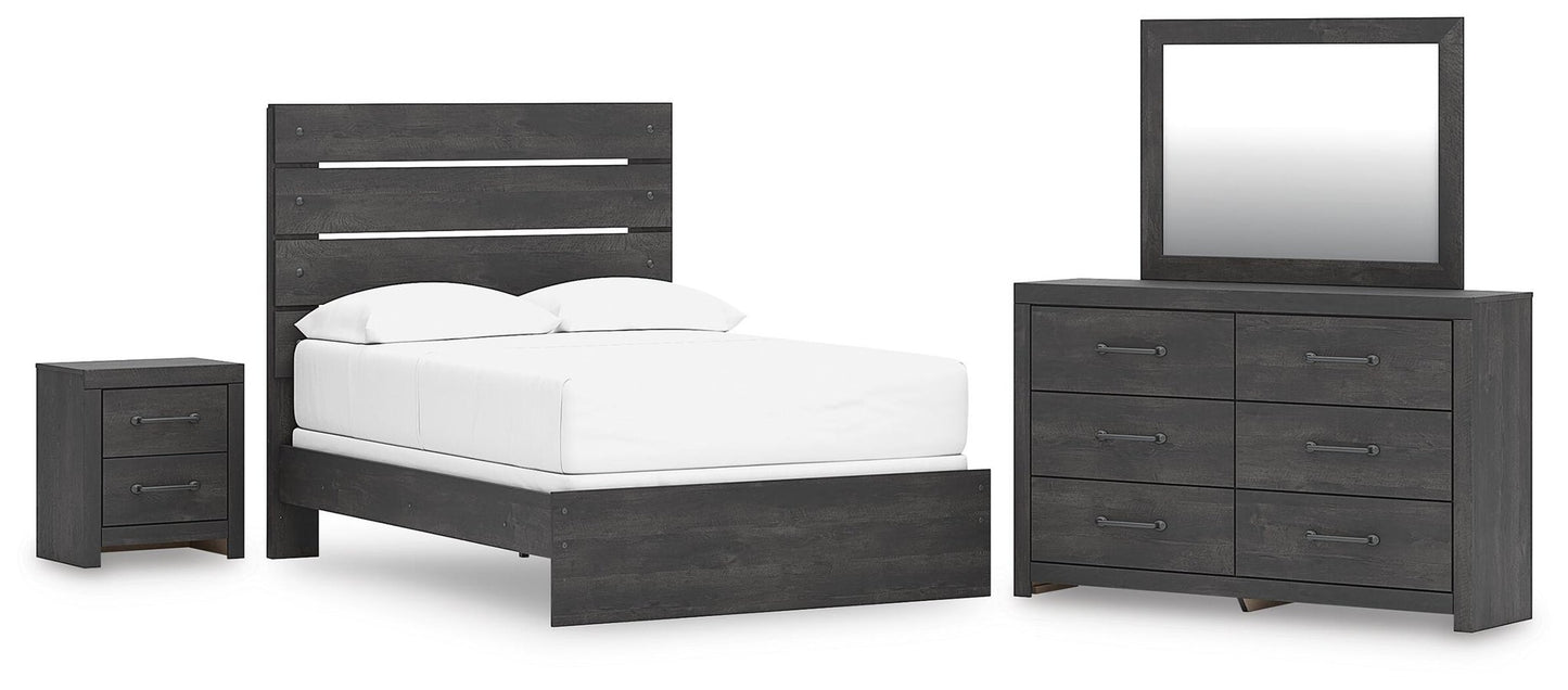 Hollivern  Panel Bed, Dresser, Mirror And Nightstand