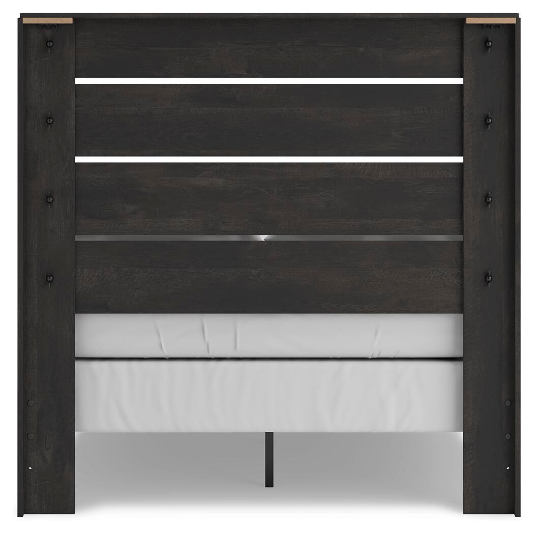 Hollivern  Panel Bed, Dresser, Mirror And Nightstand