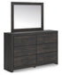 Hollivern  Panel Bed With Storage, Dresser, Mirror, Chest And Nightstand