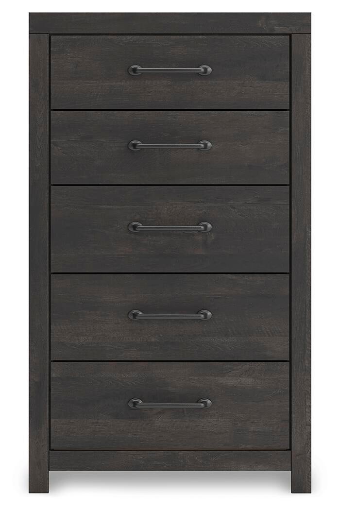 Hollivern  Panel Bed With Storage, Dresser, Mirror, Chest And Nightstand