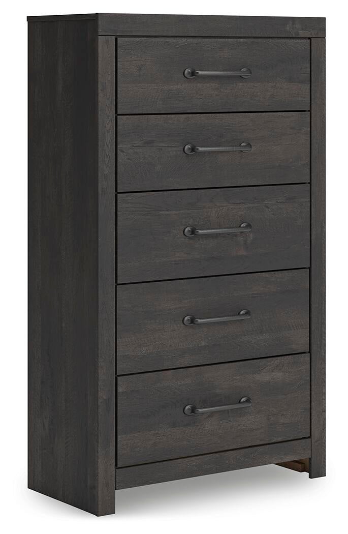 Hollivern  Panel Bed With Storage, Dresser, Mirror, Chest And Nightstand