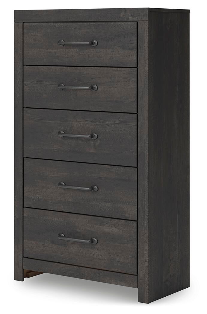 Hollivern  Panel Bed With Storage, Dresser, Mirror, Chest And Nightstand