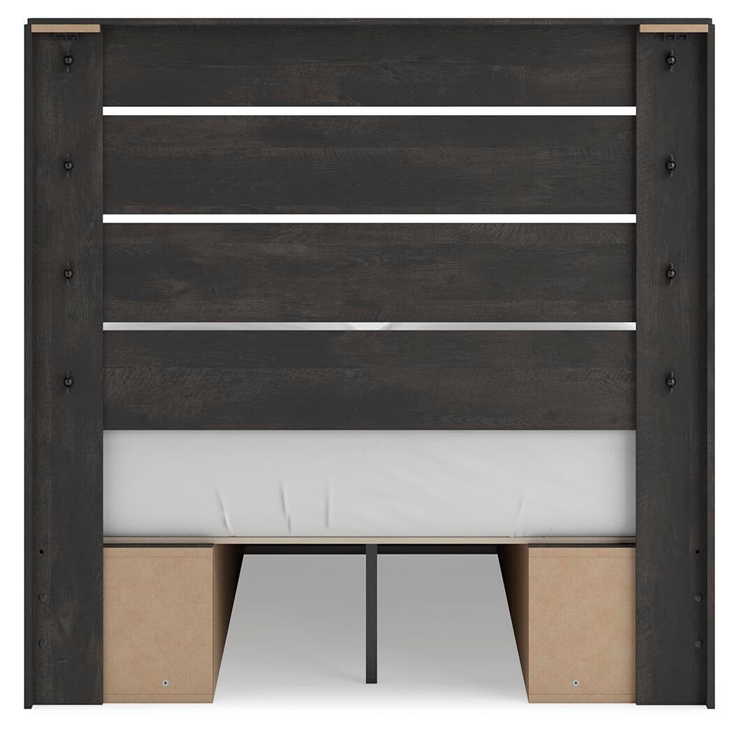 Hollivern  Panel Bed With Storage, Dresser, Mirror, Chest And Nightstand