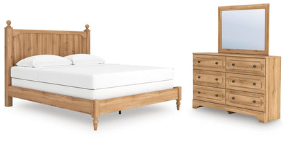 Cama con panel y cómoda con espejo Aleaport