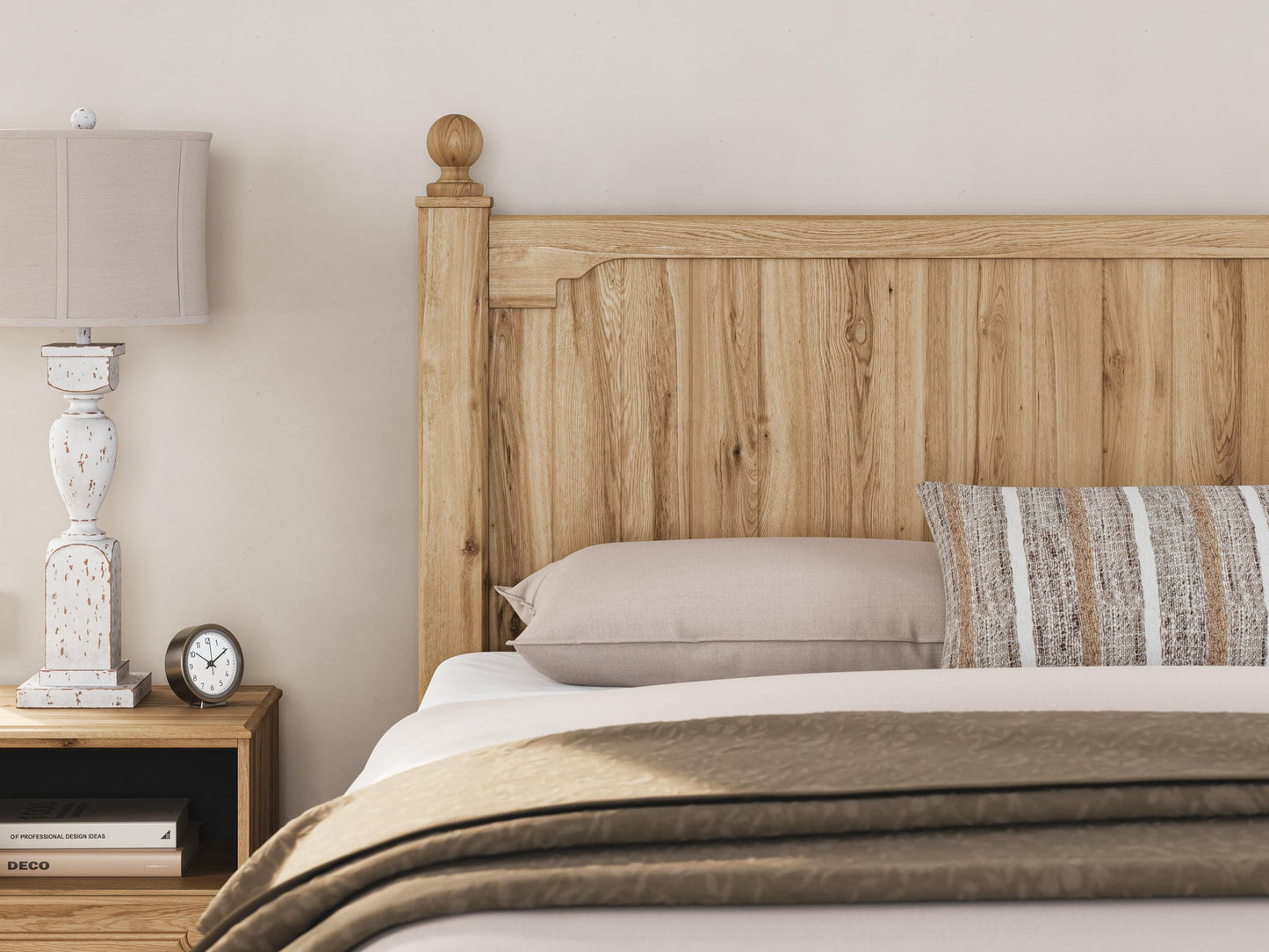 Cama con panel y cómoda con espejo Aleaport
