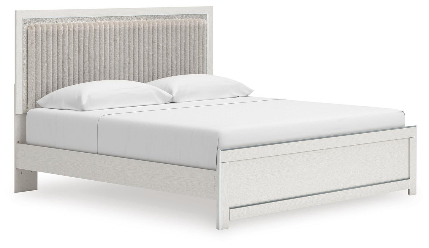 Zuraleus  Upholstered Panel Platform Bed, Dresser And Mirror