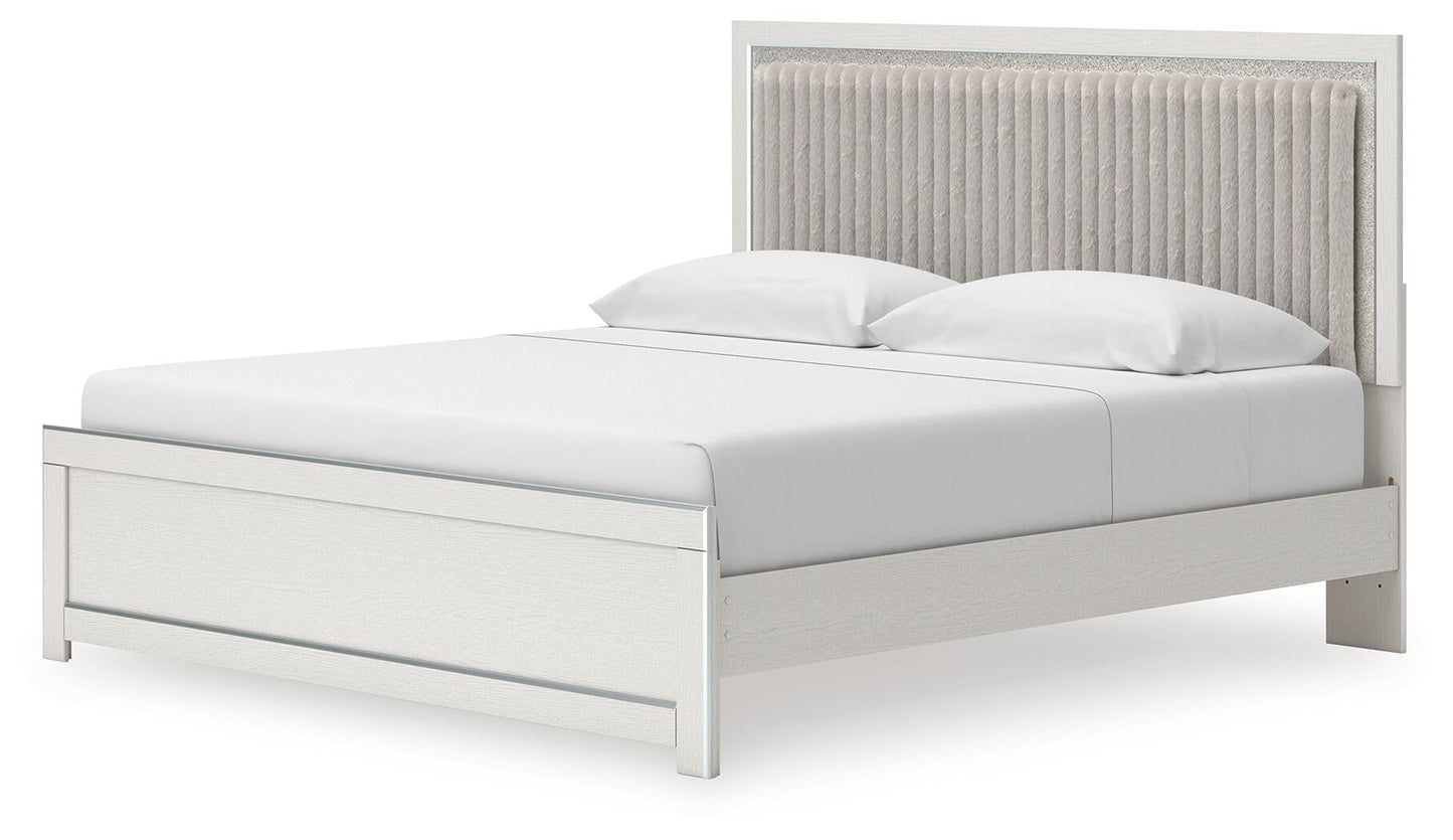 Zuraleus  Upholstered Panel Platform Bed, Dresser And Mirror
