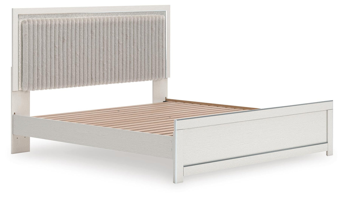 Zuraleus  Upholstered Panel Platform Bed, Dresser And Mirror