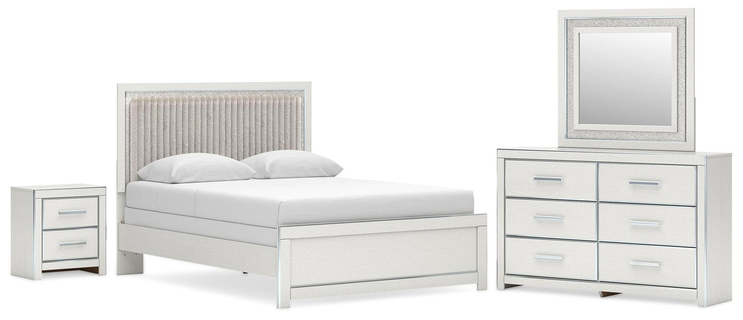 Zuraleus  Upholstered Panel Bed, Dresser, Mirror And Nightstand
