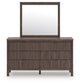Pamytta  Upholstered Panel Bed, Dresser, Mirror And Nightstand