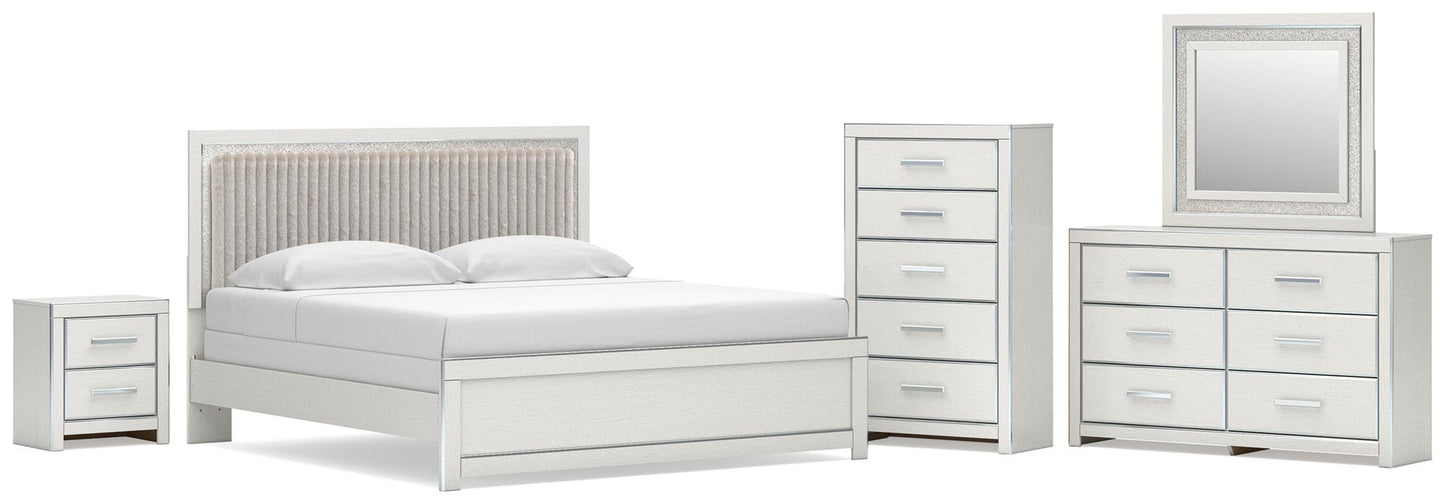 Zuraleus  Upholstered Panel Bed, Dresser, Mirror, Chest And Nightstand