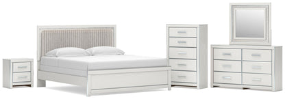 Zuraleus  Upholstered Panel Bed, Dresser, Mirror, Chest And Nightstand