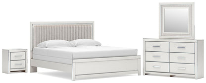 Zuraleus  Upholstered Panel Bed, Dresser, Mirror And Nightstand