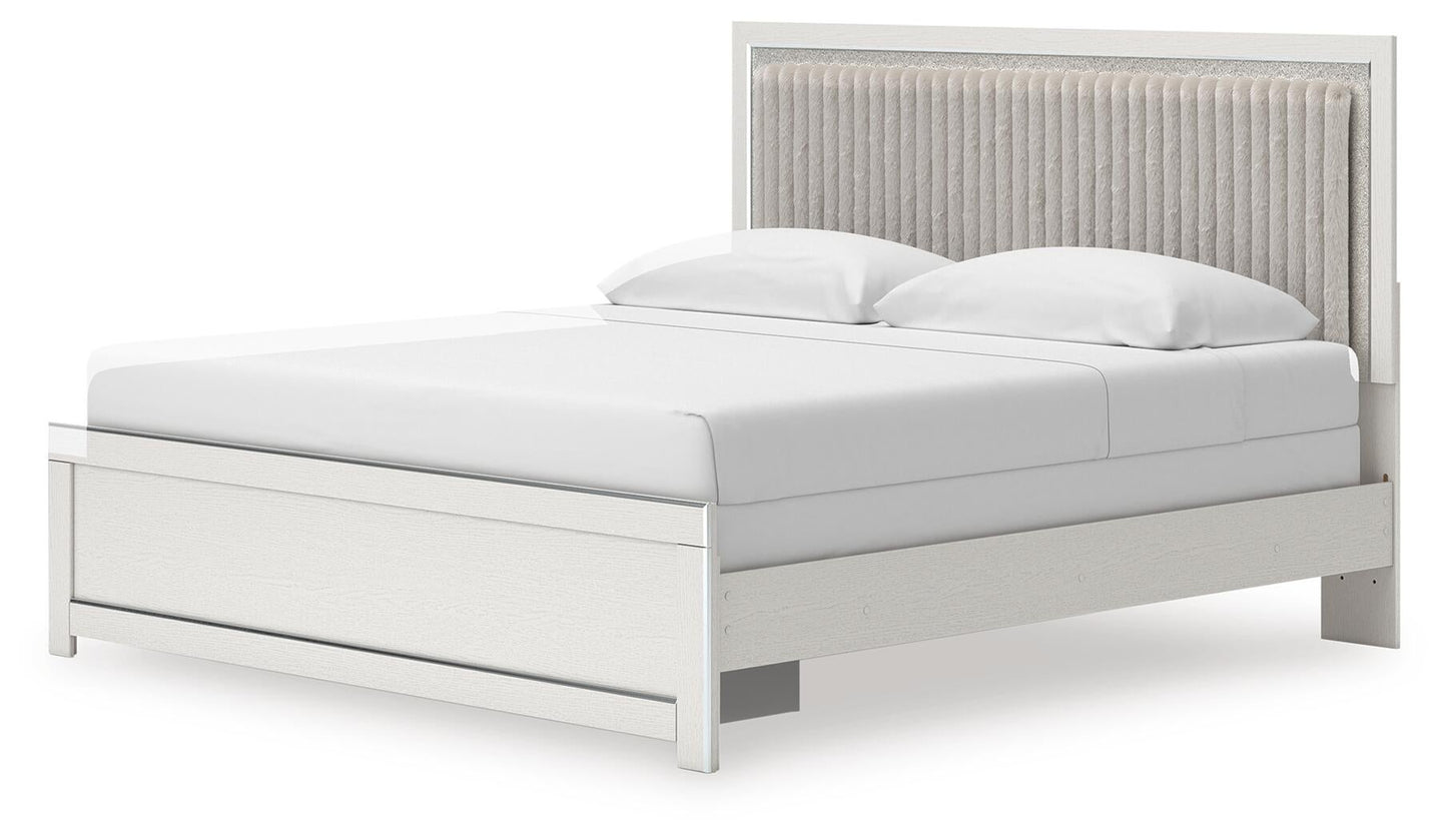 Zuraleus  Upholstered Panel Bed, Dresser, Mirror And Nightstand