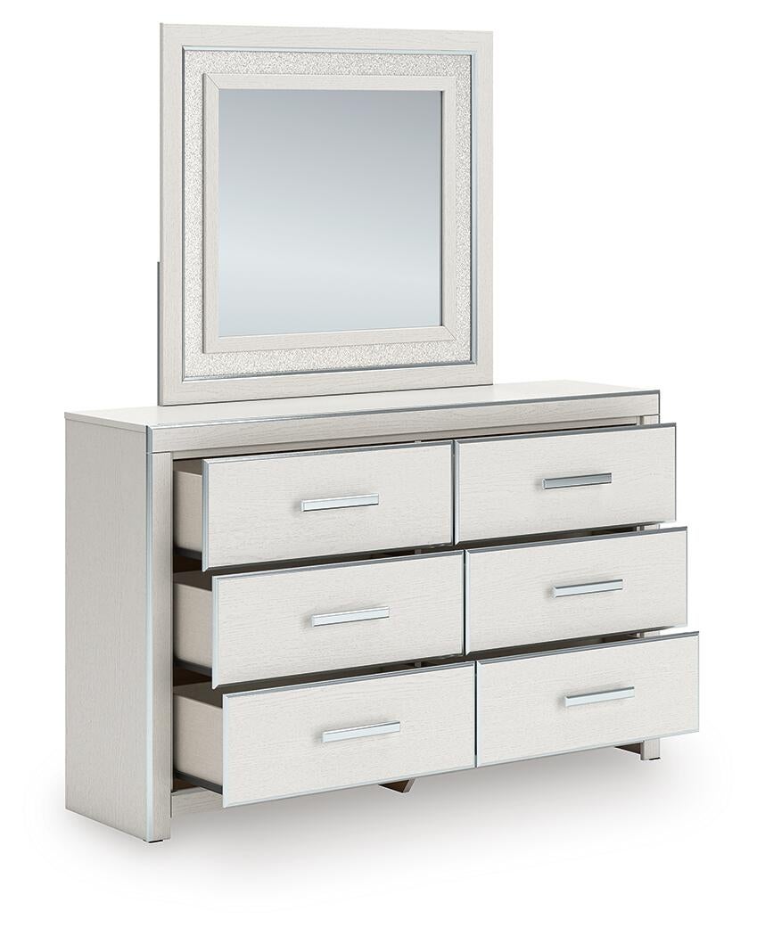Zuraleus  Upholstered Panel Bed, Dresser And Mirror