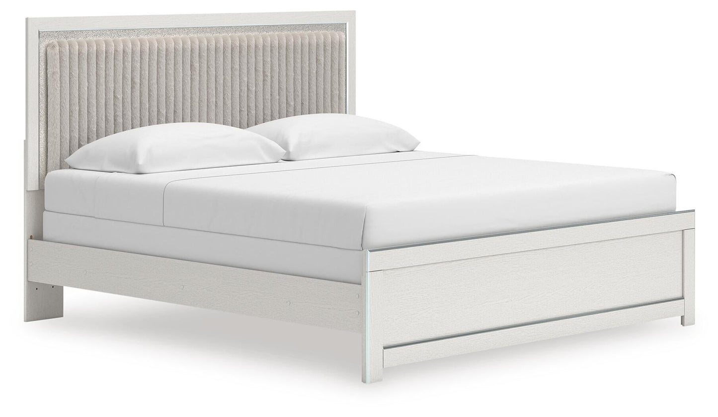 Zuraleus  Upholstered Panel Bed, Dresser And Mirror