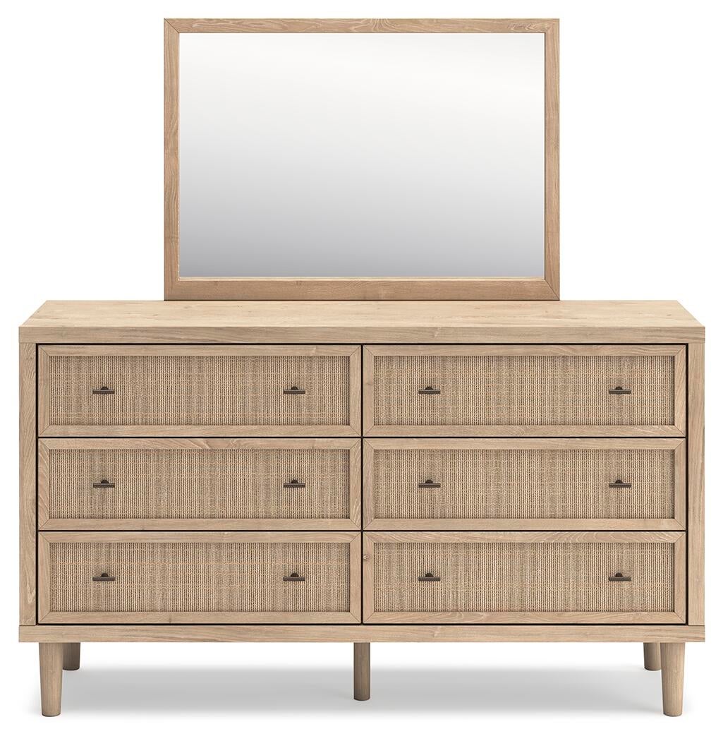 Cielden California  Upholstered Bed With Roll Slats, Dresser, Mirror, Chest And Nightstand