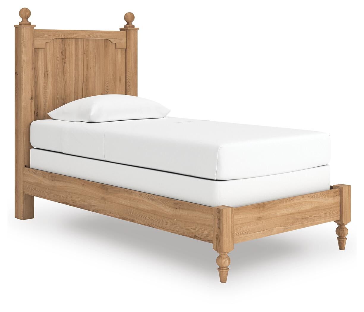 Cama con paneles, cómoda con espejo y mesita de noche Aleaport