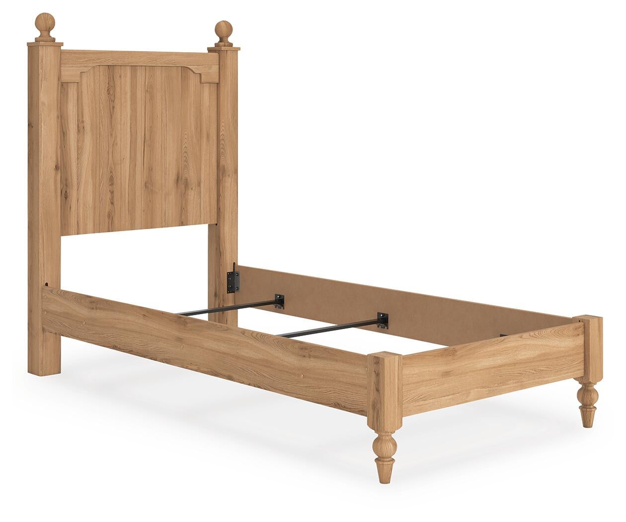 Cama con paneles, cómoda con espejo y mesita de noche Aleaport