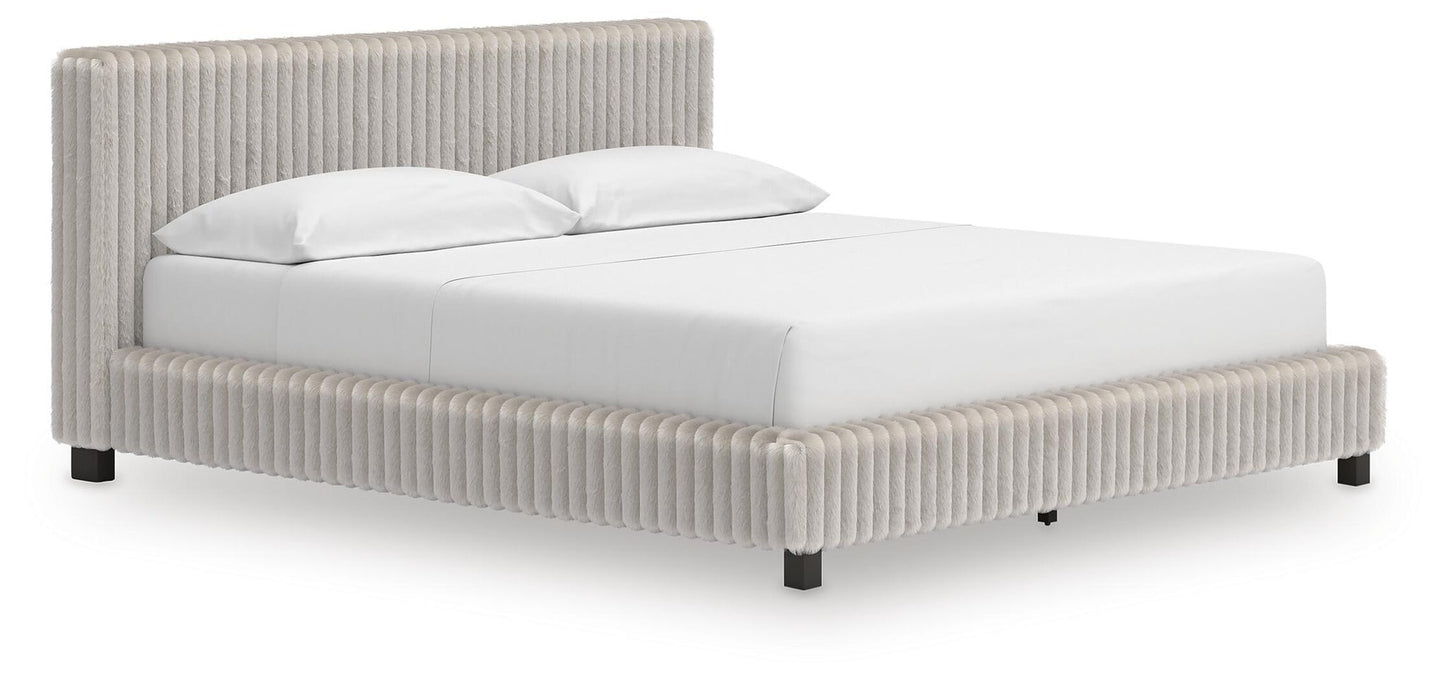 Zuraleus California  Upholstered Bed, Dresser, Mirror And Nightstand