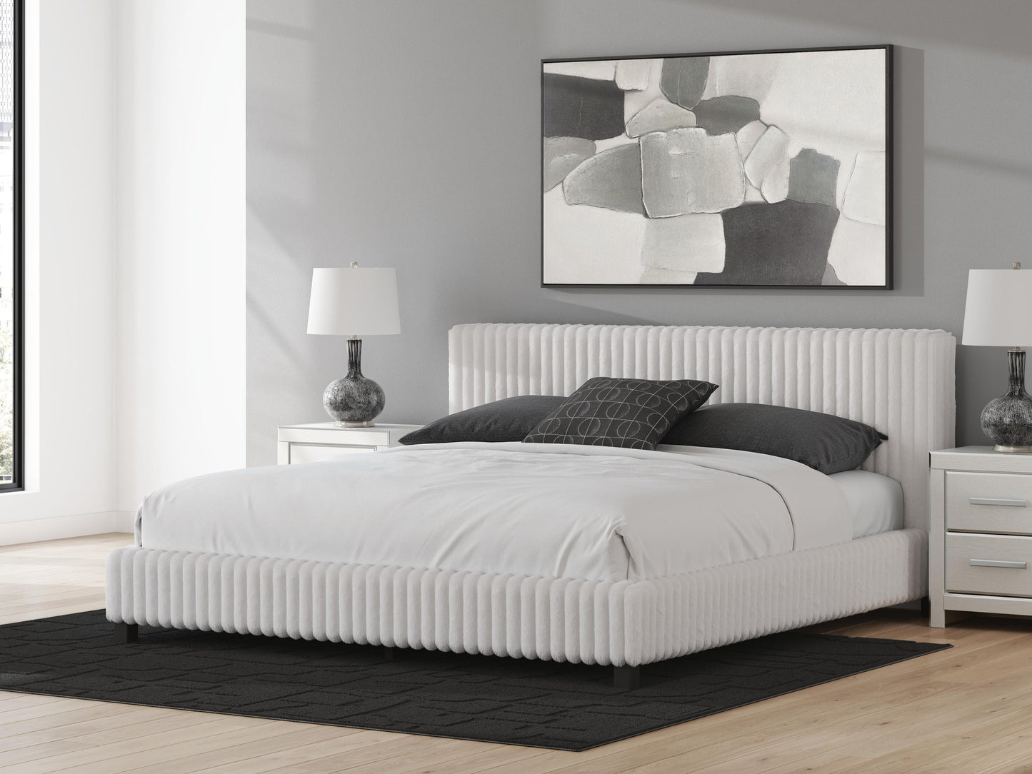 Zuraleus  Upholstered Bed, Dresser And Mirror