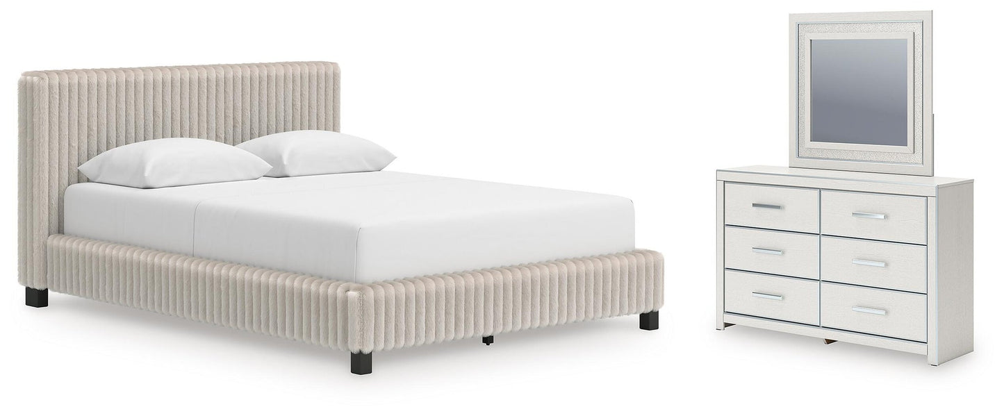 Zuraleus  Upholstered Bed, Dresser And Mirror