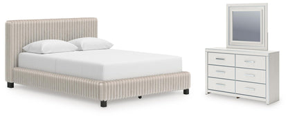 Zuraleus  Upholstered Bed, Dresser And Mirror
