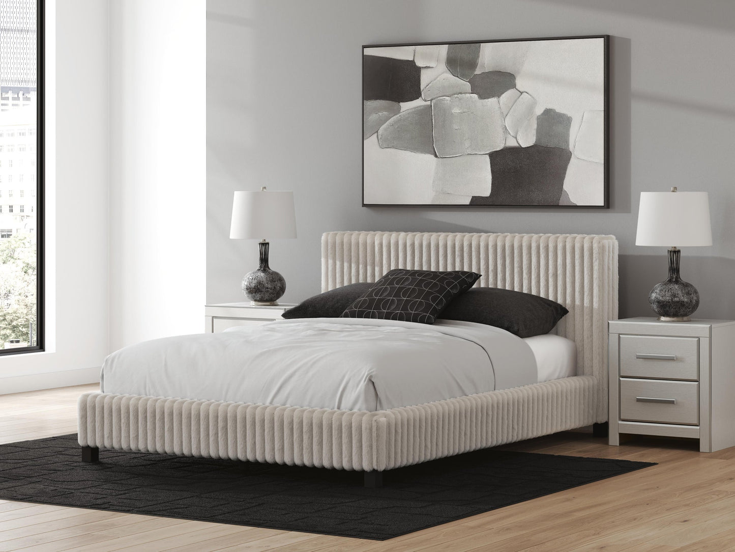 Zuraleus  Upholstered Bed, Dresser And Mirror