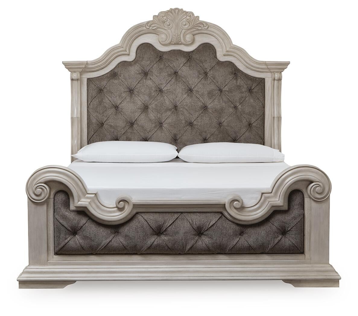 Bruchandi  Upholstered Panel Bed With Mirrored Dresser