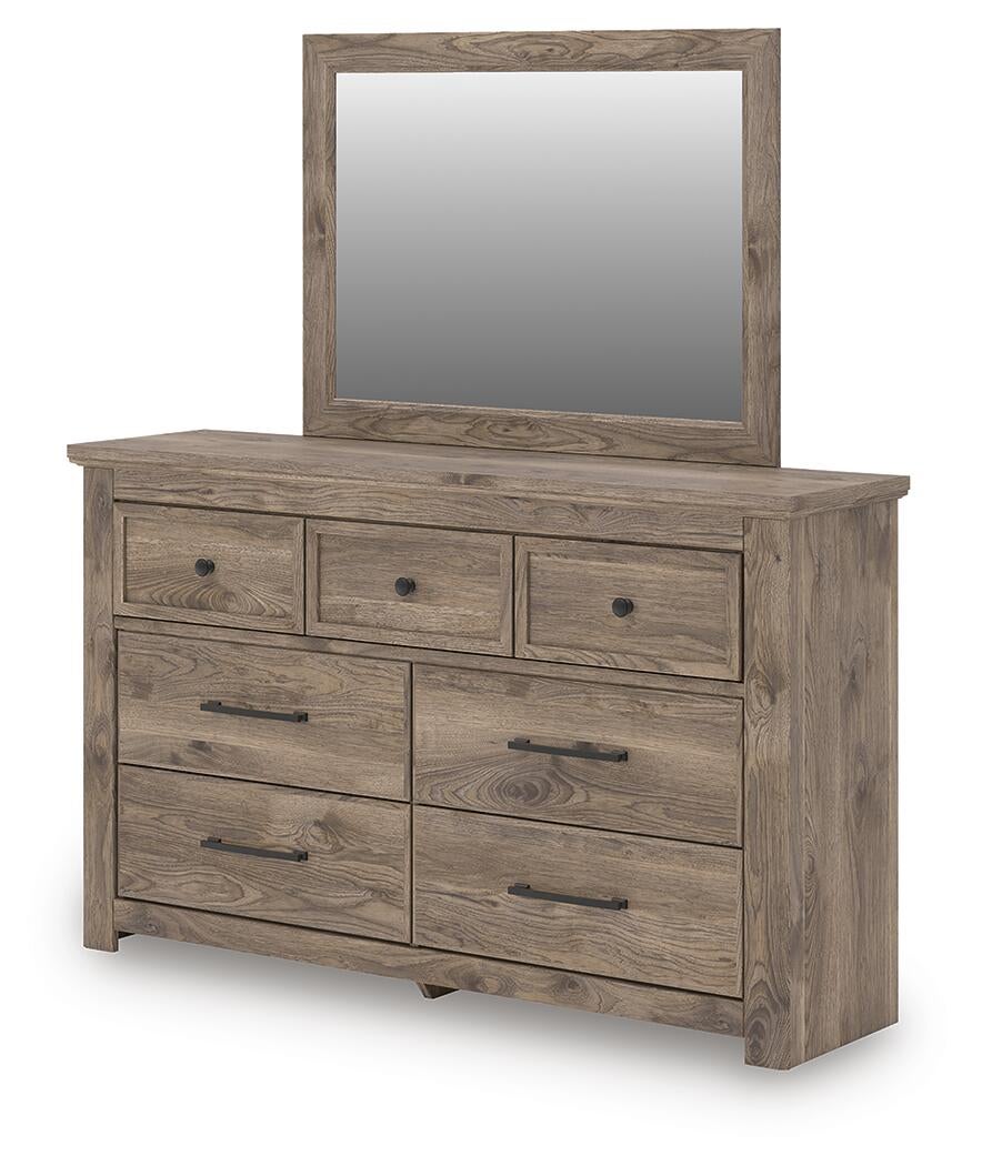 Rusticott  Poster Bed, Dresser, Mirror And Nightstand