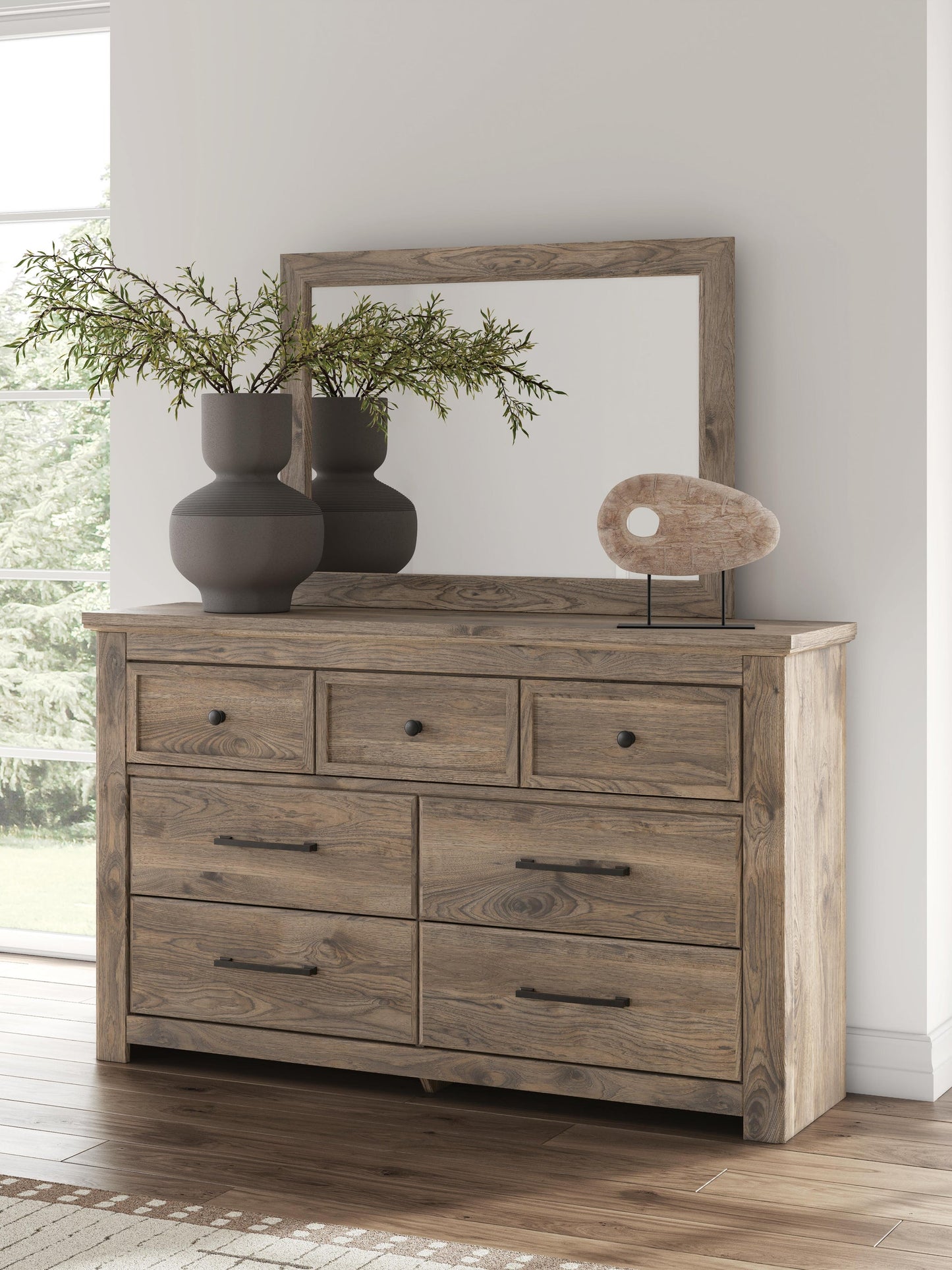 Rusticott  Poster Bed, Dresser, Mirror And Nightstand