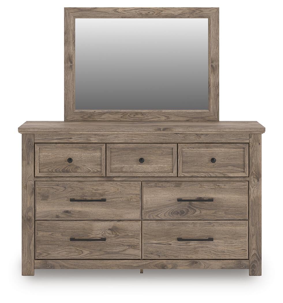 Rusticott  Poster Bed With Mirrored Dresser And Nightstand