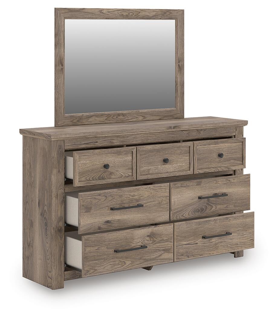 Rusticott  Poster Bed With Mirrored Dresser And Nightstand