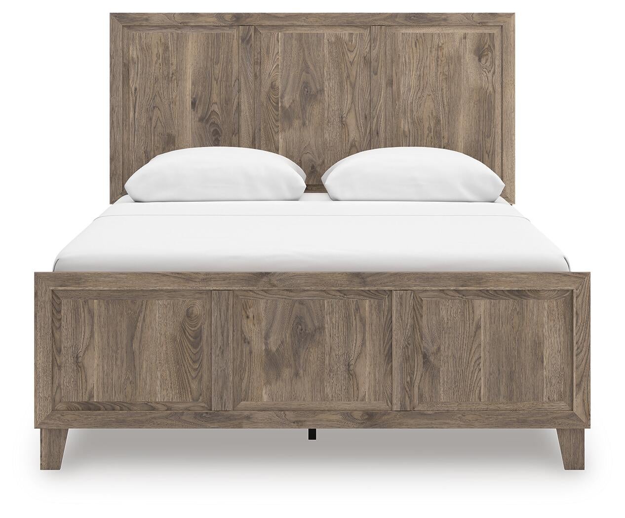 Rusticott  Panel Bed With Mirrored Dresser And Nightstand