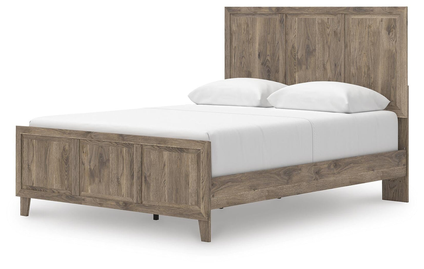 Rusticott  Panel Bed With Mirrored Dresser And Nightstand