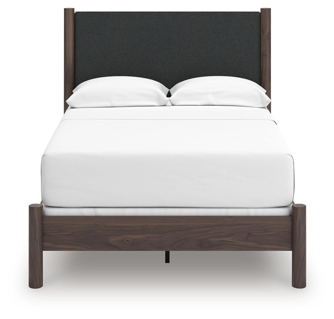 Pamytta  Upholstered Panel Bed, Dresser, Mirror, Chest And Nightstand