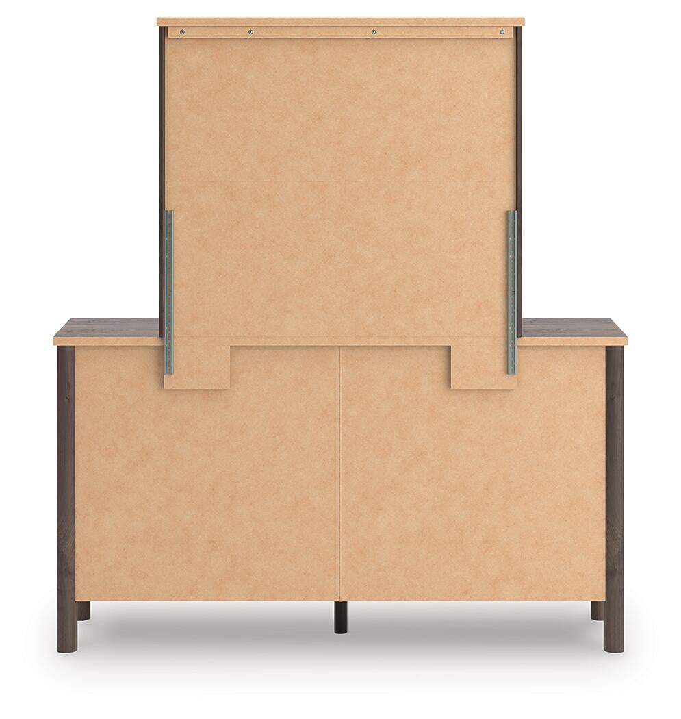 Pamytta  Upholstered Panel Bed, Dresser And Mirror