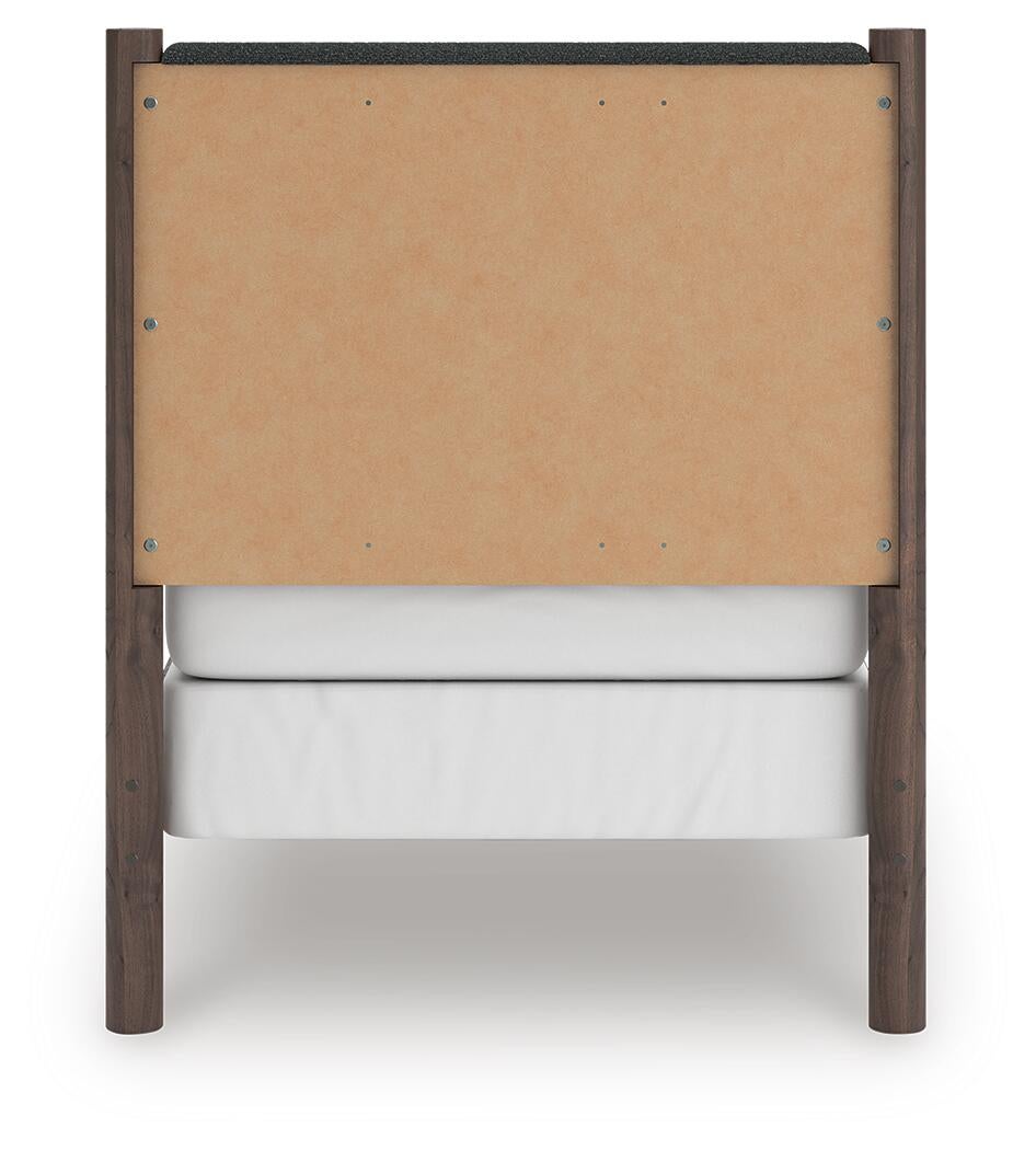 Pamytta  Upholstered Panel Bed, Dresser And Mirror