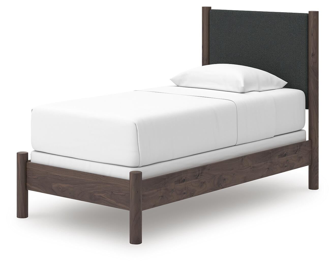 Pamytta  Upholstered Panel Bed, Dresser And Mirror