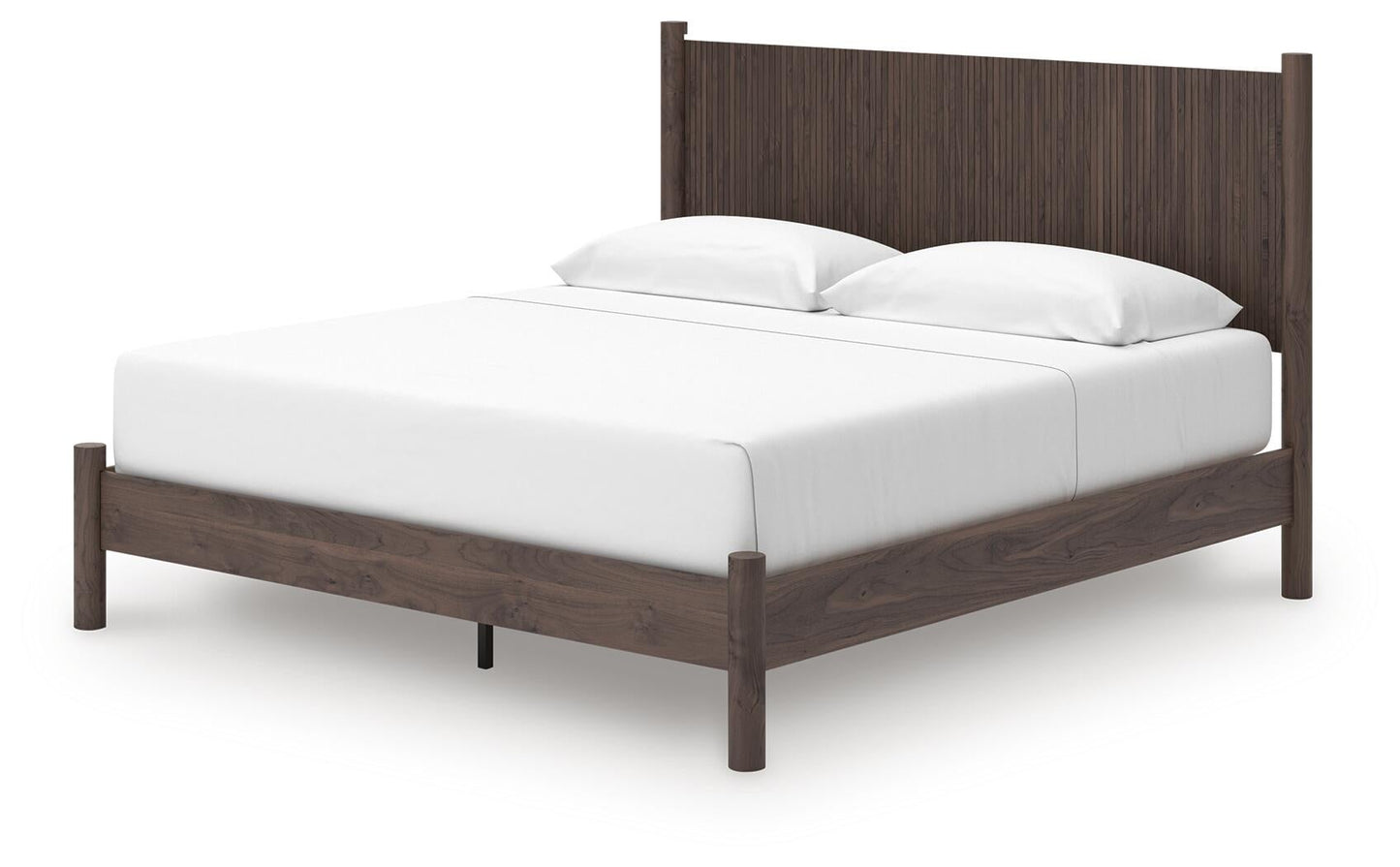 Cama de plataforma Pamytta, cómoda, espejo y mesita de noche