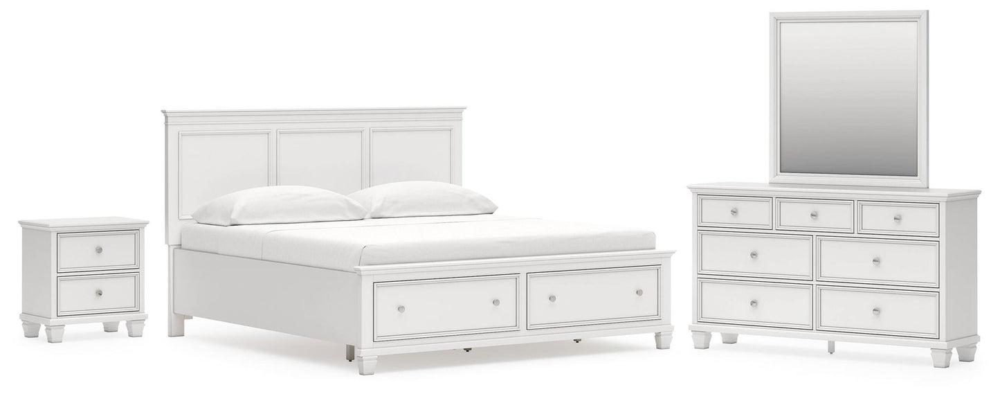 Fortman  Panel Storage Bed With Mirrored Dresser And Nightstand